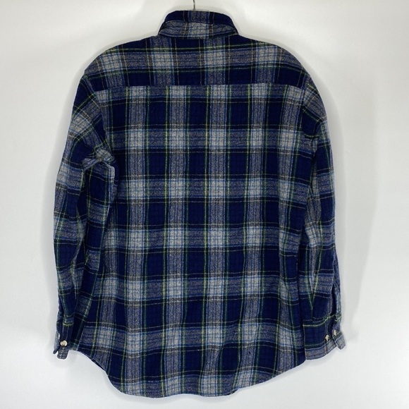 Vintage St. John's Bay Blue Plaid Wool Button Up Shirt Size Large - Picture 2 of 6